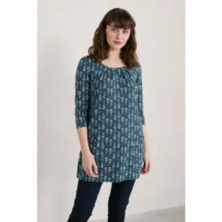 Seasalt Cornwall A-Line Natural Teal Star Dance Tunic