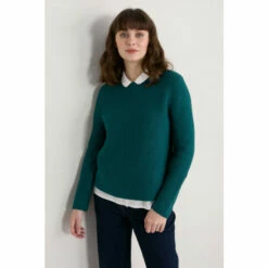 Seasalt Cornwall Natural Knitted Teal Makers Jumper