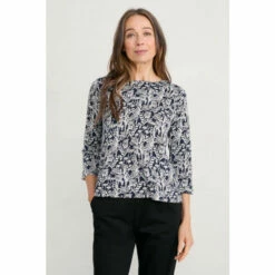 Seasalt Cornwall Blue Three-Quarter Sleeve Bay Laurel Jumper