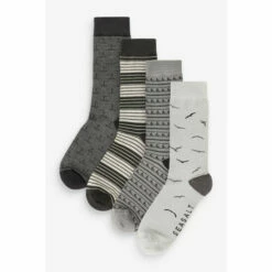 Seasalt Cornwall Men's Grey Stormy Seas Socks Four Pack