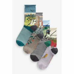 Seasalt Cornwall Green Postcard Socks Gift Box