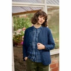 Seasalt Cornwall Blue Button Up Wave Curve Jacket