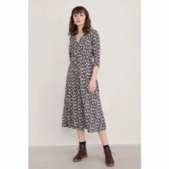 Seasalt Cornwall Blue Petite Midi A-line Navy Chacewater Dress