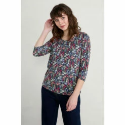 Seasalt Cornwall Blue Three-Quarter Sleeve Appletree Top