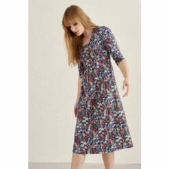 Seasalt Cornwall Blue Midi V-neck Seed Packet Dress