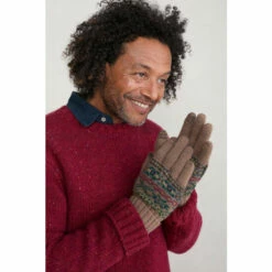 Seasalt Natural Cornwall Patterned Men's Very Clever Gloves -Seasalt Shop unnamed file 1876