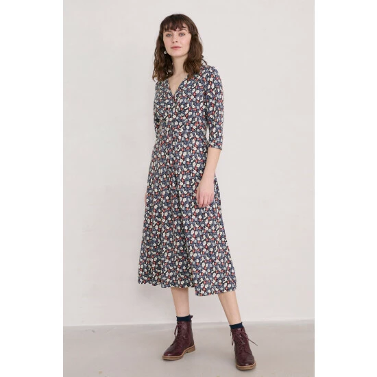 Seasalt Cornwall Tall Navy Blue Midi A-line Chacewater Dress 2 Seasalt Cornwall Tall Navy Blue Midi A-line Chacewater Dress - Image 2