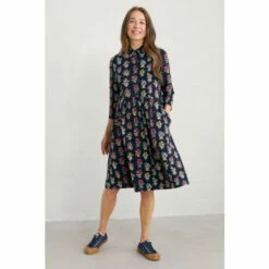 Seasalt Cornwall Blue Gathered Waist Wood Rush Dress