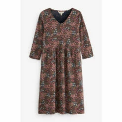 Seasalt Cornwall Pink Three Quarter Sleeve Brush Drawing Dress