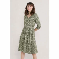 Seasalt Cornwall Green Fit And Flare 3/4 Pier View Dress -Seasalt Shop unnamed file 414