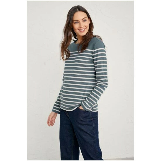 Seasalt Cornwall Falmouth Grey Breton Nickel Chalk Sailor T-Shirt 4 Seasalt Cornwall Falmouth Grey Breton Nickel Chalk Sailor T-Shirt - Image 4