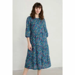 Seasalt Cornwall Blue Midi Coastal Flower Dress
