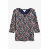 Seasalt Cornwall Navy Blue Three Quarter Sleeve Appletree Top