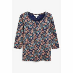 Seasalt Cornwall Navy Blue Three Quarter Sleeve Appletree Top
