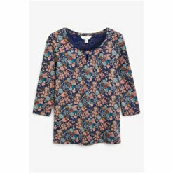 Alternative view of Seasalt Cornwall Navy Blue Three Quarter Sleeve Appletree Top