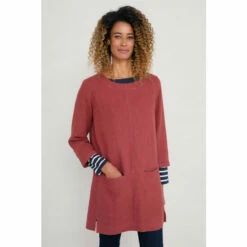 Seasalt Cornwall Red Three Quarter Sleeve St Agnes Clay Tunic -Seasalt Shop unnamed file 977