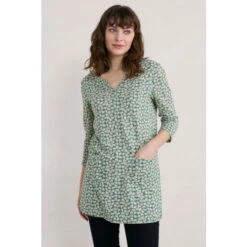 Seasalt Cornwall Green V-neck 3/4 Artist's Palette Tunic